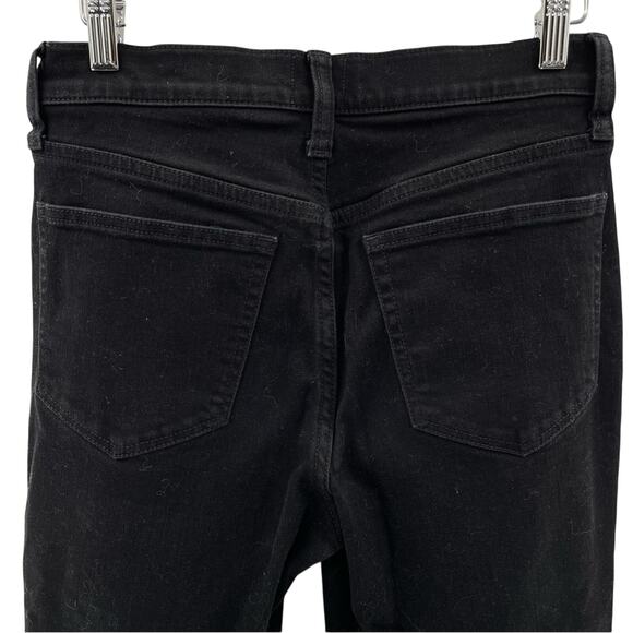 J. Crew Mid-Rise Flare Crop Jeans Deep Black Size 27 Stretch Boho Indie Casual - Picture 8 of 13